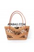 Ladies rattan handbags motif with leather handle unique style